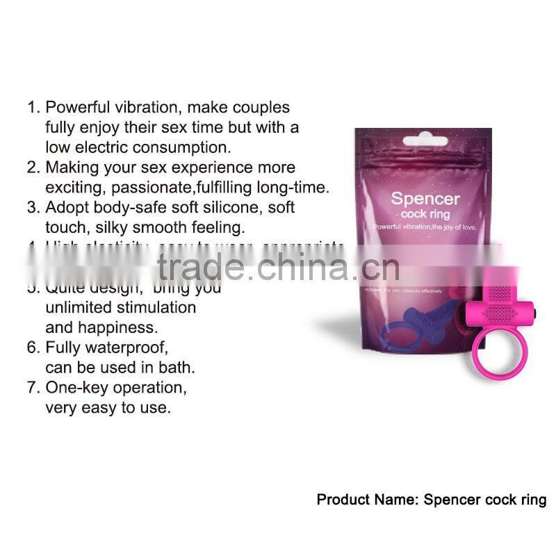 Couple Sex Toys Tongue Shape Vibrating Penis Ring with Clitoral Stimulator