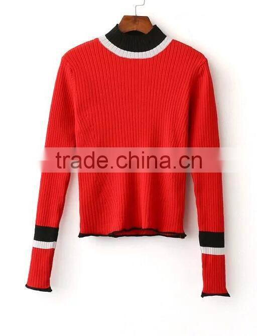 EY0854S Custom Long Sleeve V-Neck Stripe Knitted Pullover Sweater