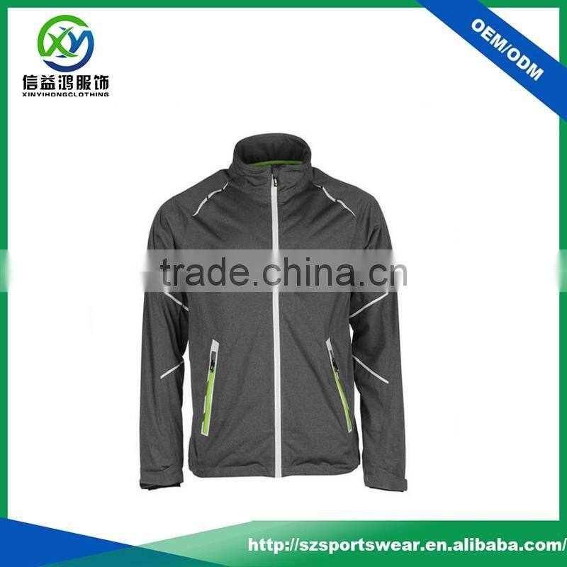 High Quality Polyester Full-zip Adjustable HOOk&LOOP Cuff Man Jacket In Grey