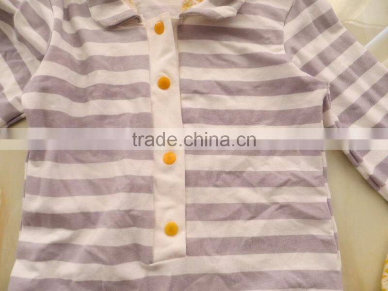 DYJ-130 Fancy baby ruffle rompers with yellow pocket design wholesale clothing baby boutique cotton jumpsuit