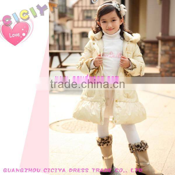 Worm long-designed girl padding coat with waistband