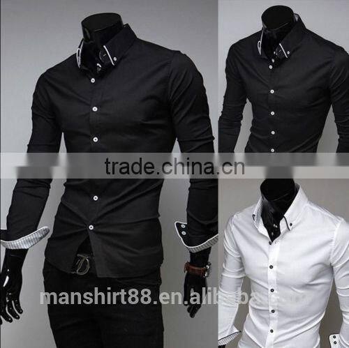 2016 mens slim fit button down casual dress shirt