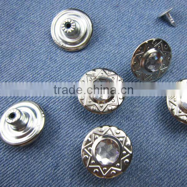 Big Rhinestone Round Jean Buttons
