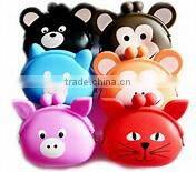 cute Strawberry fruit series rubber TPR cartoon silicone wallet for kids