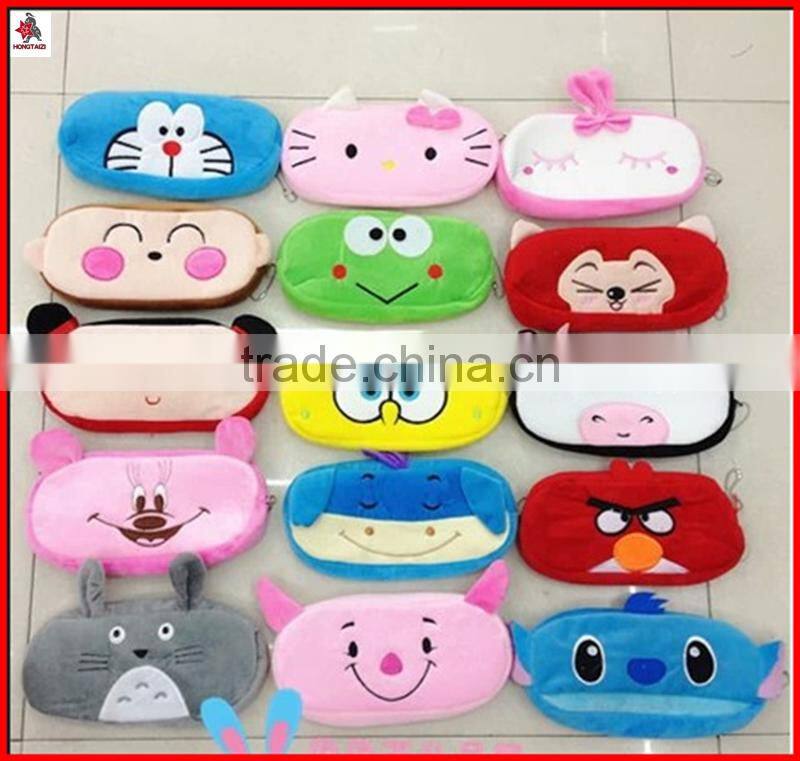 OEM super soft carton animal toy shaped plush pencil case wholesale