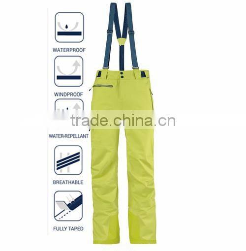 Functional Elastic Belt Yellow Ski Pants for men