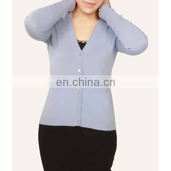 classic basic style women pure crew neck cashmere cardigan