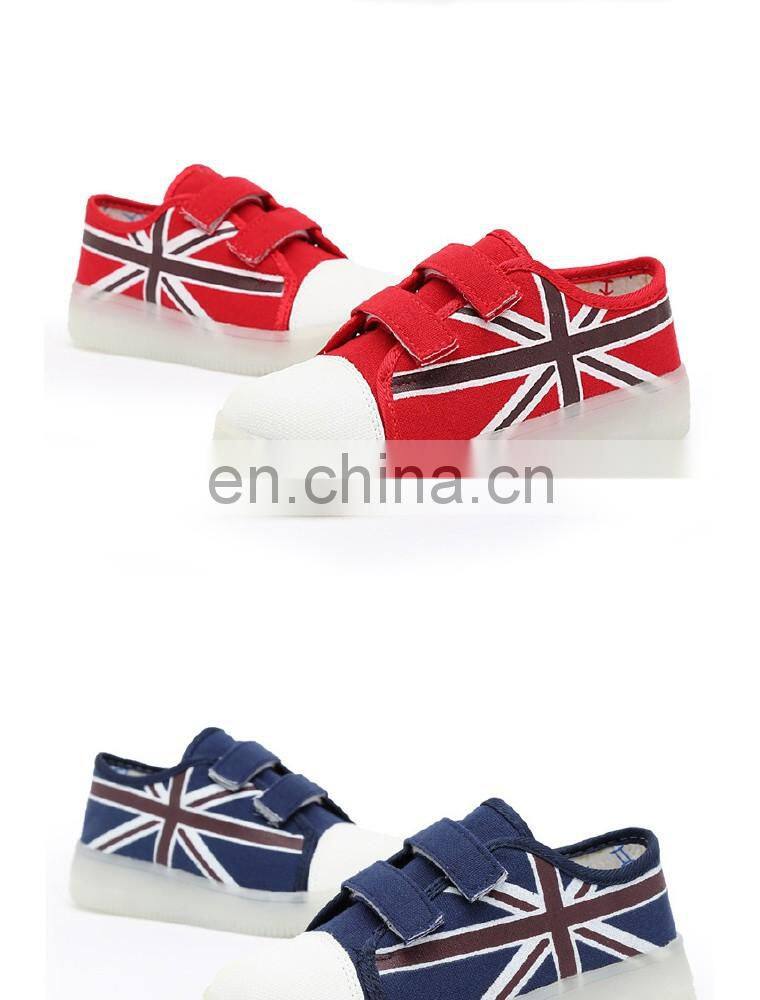 Latest design USB charge Children kids boys and girls light up canvas shoes LED shoes