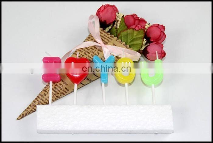 "I Love YOU" letters shaped stick candles for valentine' day decoration