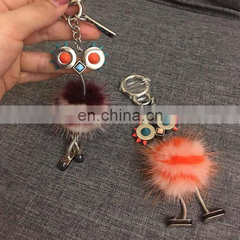 Fluffy and Lovely 2016 New Style Robot Keychain Mink Fur Accessories