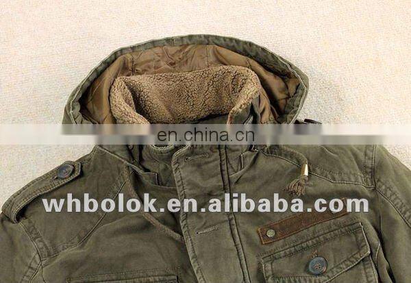 Winter very warm winter coat for men multi pockets washed cotton fleece lined blazer