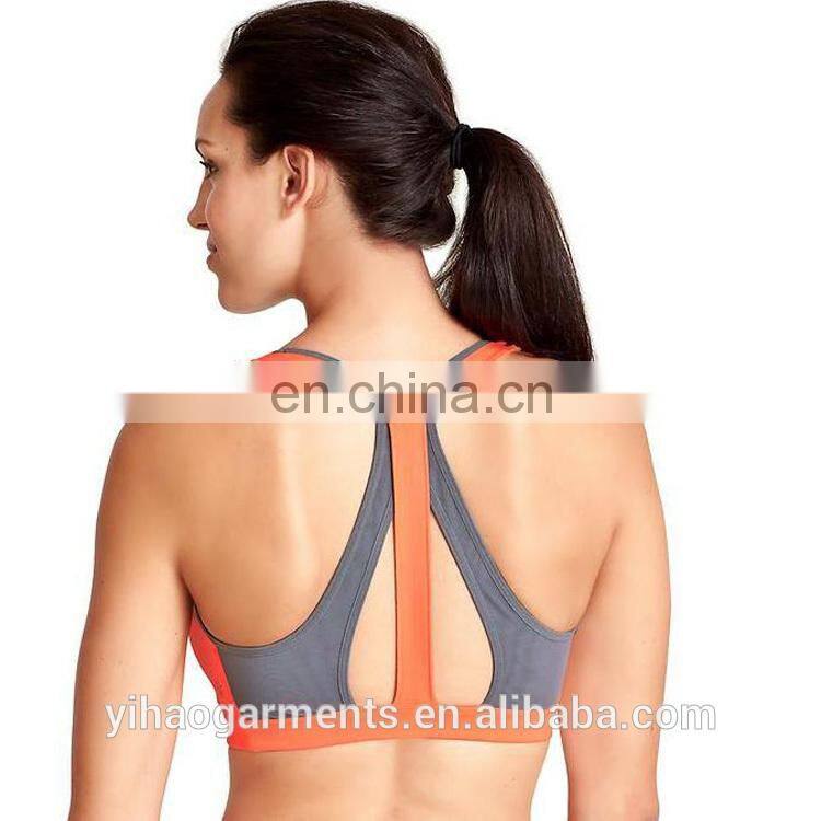 Yihao new design custom nylon/spandex dry fit womens gym wear, sport wear, fitness wear sexy yoga bra