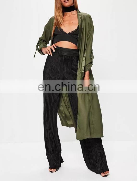 Hotsales nice army green fashion pant design coat for ladies long style coats parka