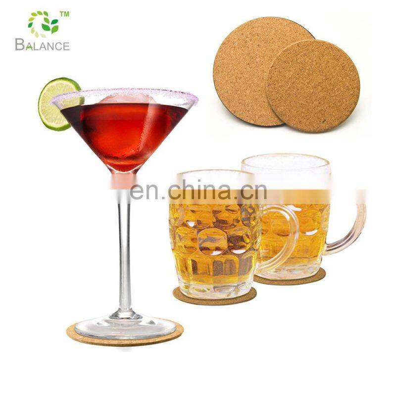 new design customization natural eco friendly coasters blank cork coaster 100mm size
