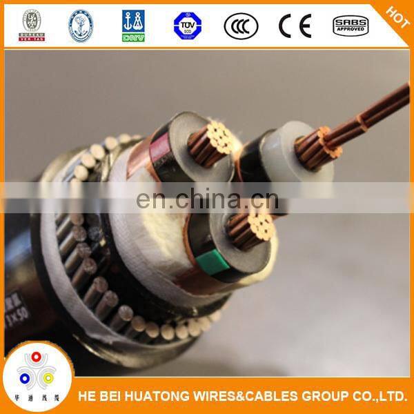 KEMA test report 12/20kv 3x185mm copper core XLPE insulated SWA armor PVC sheath underground power distribution XLPE cable price