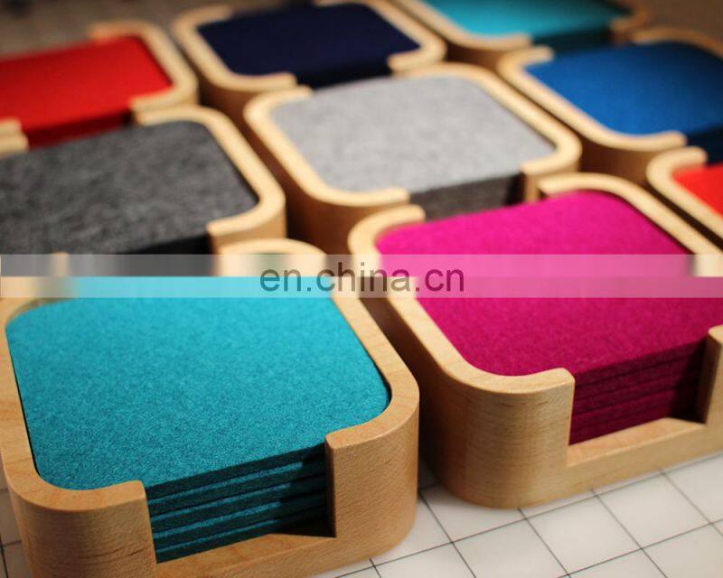 custom logo printed orange color round fabric ceramic coaster felt snowflake coasters