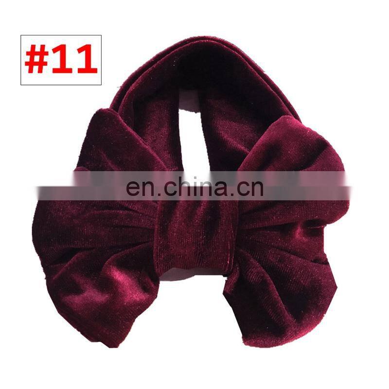 11Colors Girl Pleuche Headband Kids Solid Color hairband with big bow