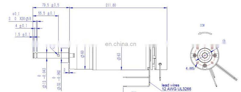 63mm Planetary Gearbox Golf Cart DC Motor, 12V 8N.m, option for Electric Brake