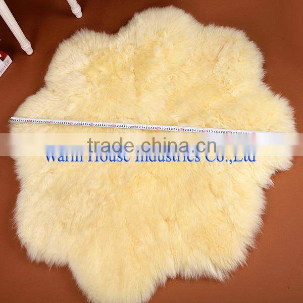 100% Australian Sheepskin Rug/ Sheepskin Rug Colored/Long Hair Sheepskin Rug with Flower Shaped
