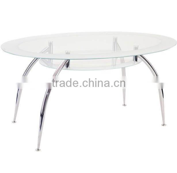 modern american furnitue tempered glass and chrome leg glass dining table