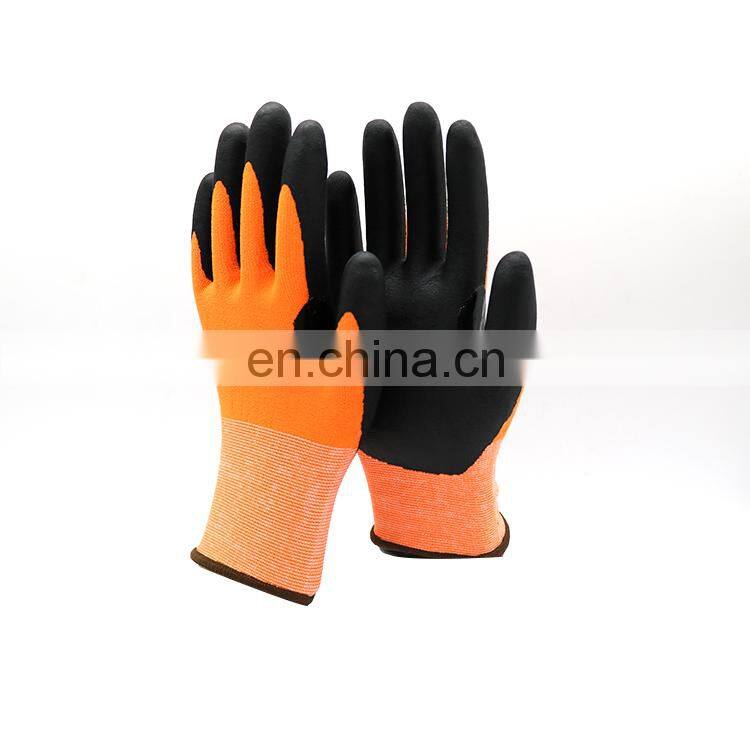Wholesale 15G Black Nitrile Foam Half Coated Work Glove