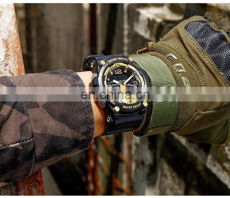 Sanda 3036 Military Dual Display Men Wrist Watches LED Alarm Water Resist Resin Sports Led Digital Military Watch