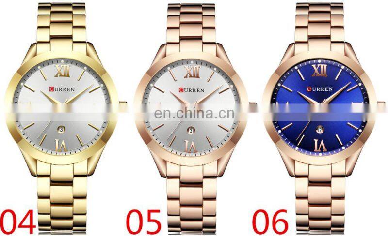 CURREN 9007 Elegant Quartz Japan Movt Ladies Watch Date Stainless Steel Women Fashion Hand Watches Clock
