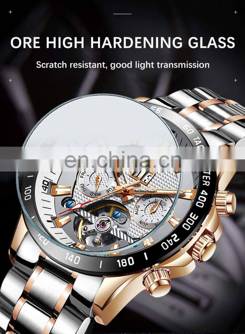 LIGE 10034 Mens Quartz watch Automatic Mechanical Wristwatches Stainless Steel Watch Mens