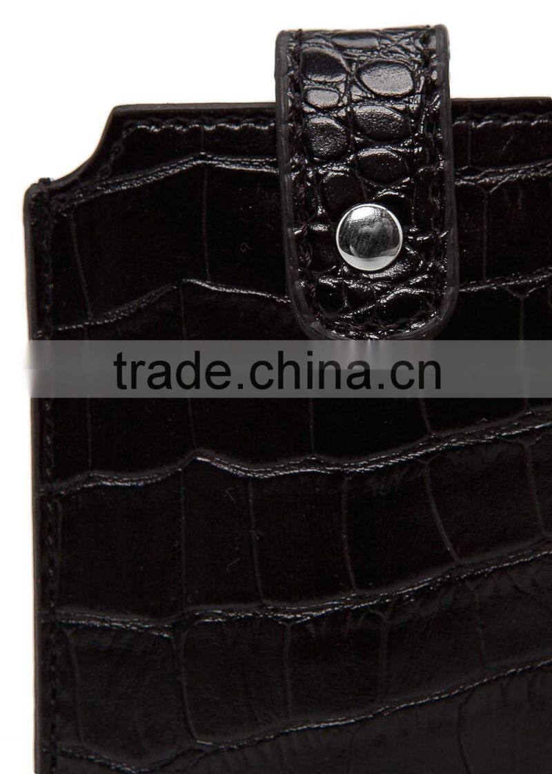 high quality handmade crocodile leather phone case with edge coats and small flap custom logo phone sleeve for iphone