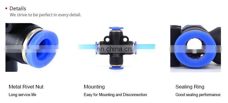 SNS SPXL Series pneumatic one touch quick connect 4 way plastic connector equal union cross air hose fitting