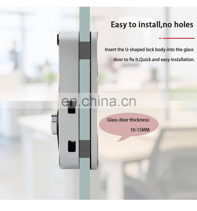 smart safety aluminum glass door lock card password frameless magnetic card automatic sliding glass door lock
