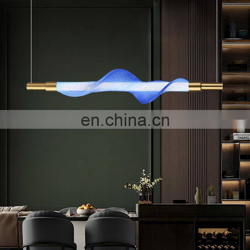 Simple Hanging Living Room Decorative Ceiling Pendant Lights strip Gold Luxury Modern Led Chandelier