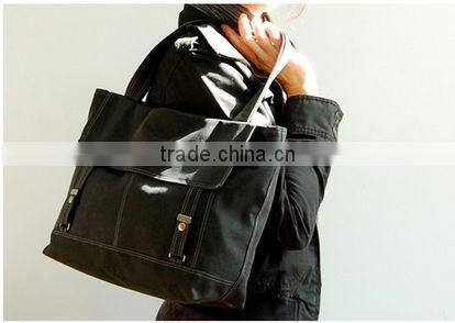 The Leather In Corded CanvasTote Canvas Bag