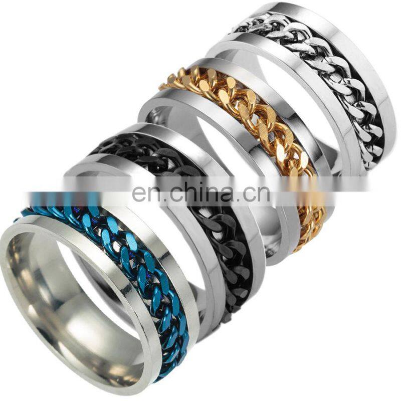 2020 Fashion Charm Men Women Jewelry Rotatable Chain Stainless Steel Ring
