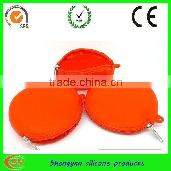 Pink siicone coin pouch with zipper