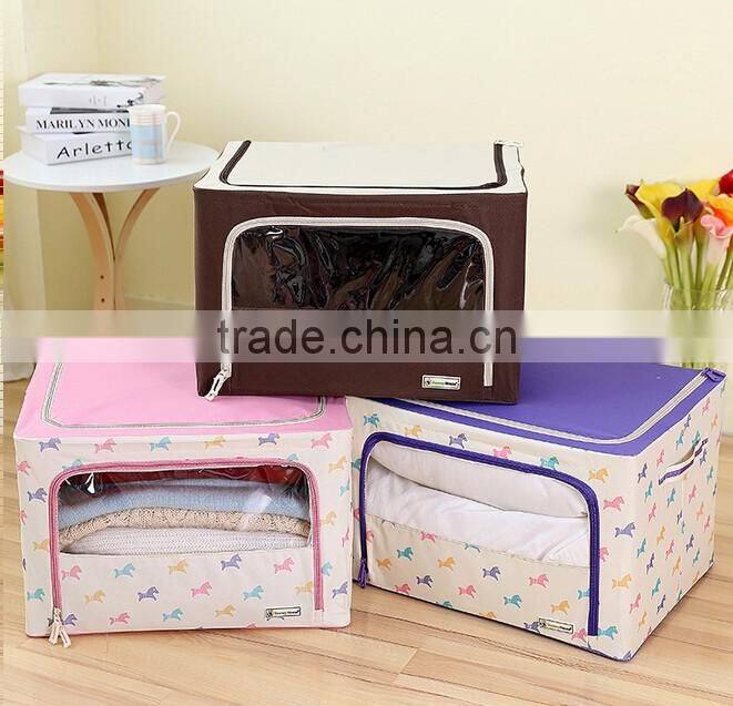 TV 5+1 set Storage Basket with Cover and Oxford Fabric Foldable Steel Shelf Organizer