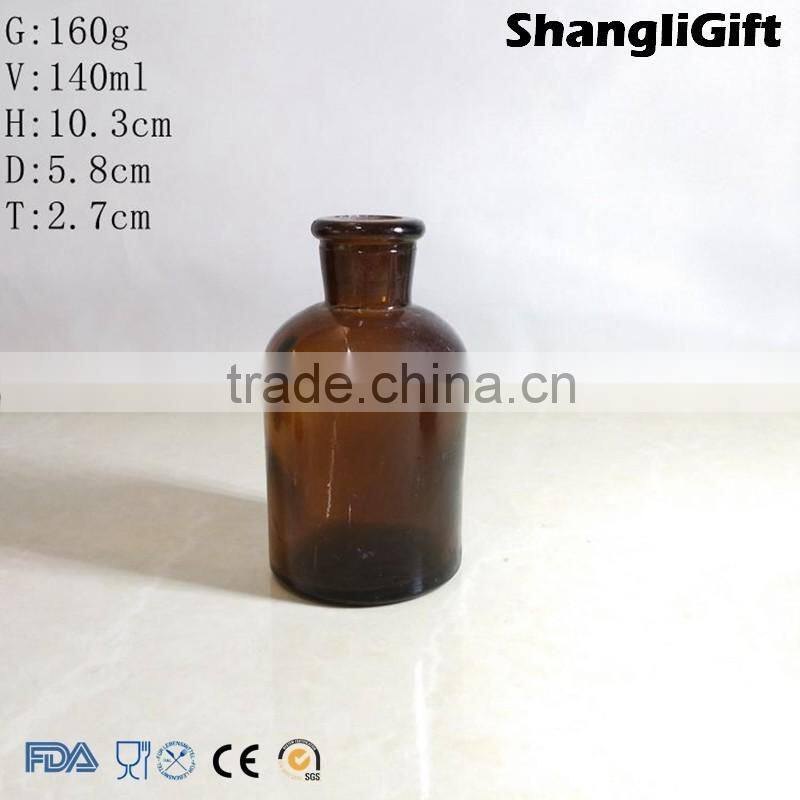 140ml Amber Bottle Small Frost Mouth With Glass Cap reagent Bottle