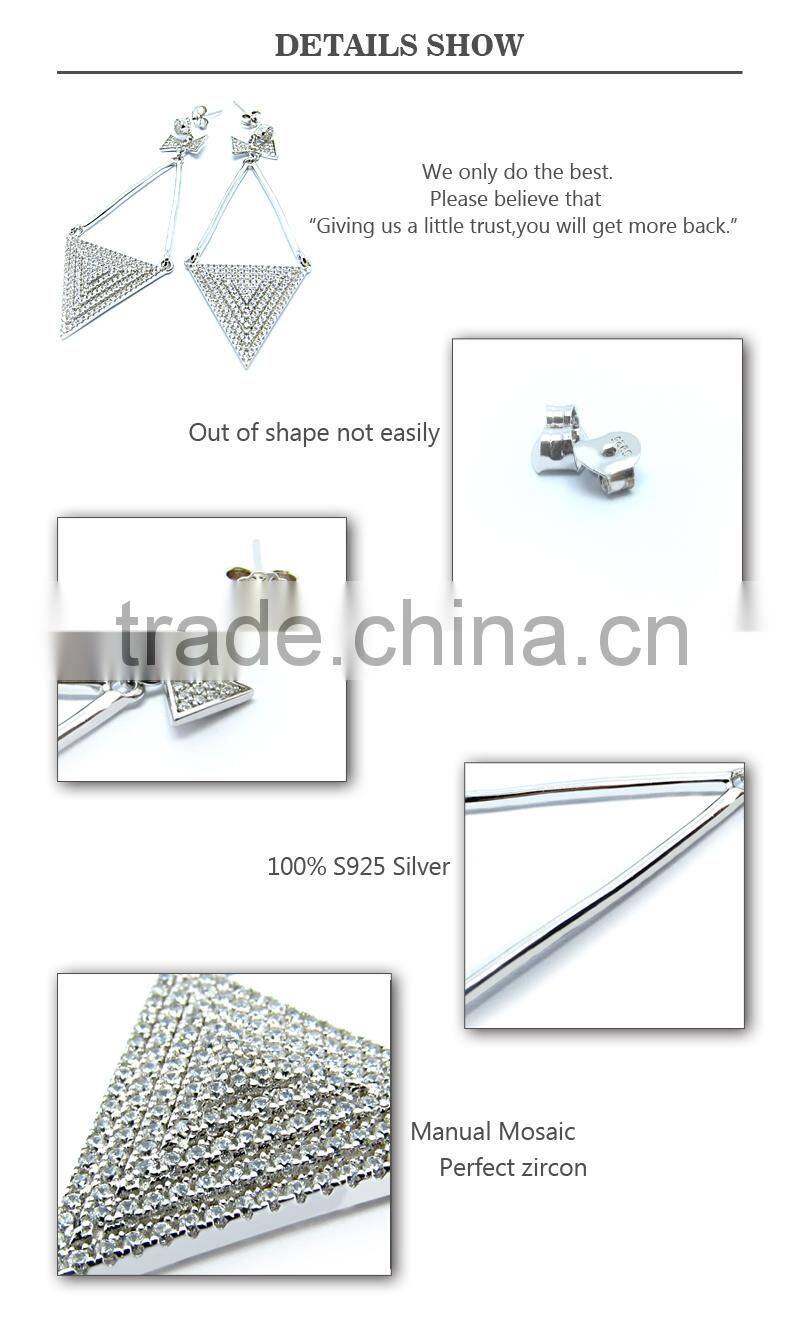 2015 Fashion winter latest design 925 silver rhodium plate imitation ruby micro pave jewelry star shaped stud earrings for gilrs