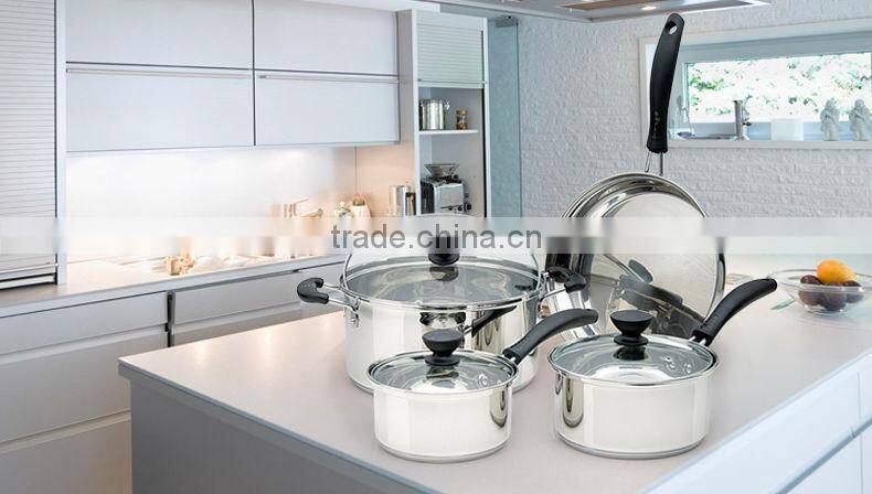 2014 new product red handle 12pcs kitchen set stainless steel cookware