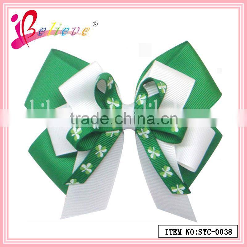 2014 Best selling national flag curly ribbon french barrette hair clips wholesale (GQ-01)