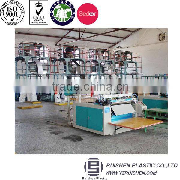 Biodegradable soft loop handle plastic bag with reinforced handle