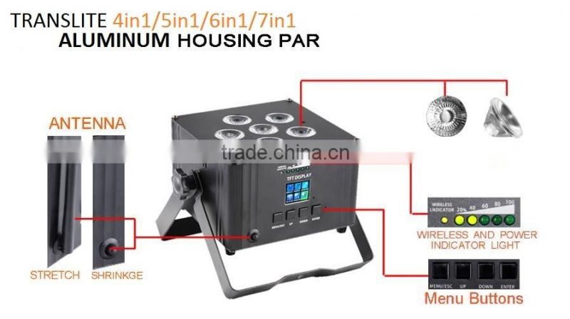 Translite hot sale 5in1 RGBWA LED battery powered PAR light with aluminum housing