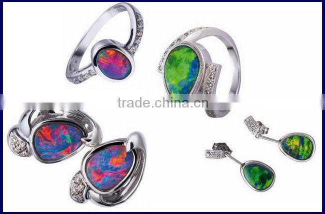 Fashion Style 925 Sterling Silver Rhodium Plating Lime Green Color Opal Stone Ring Opal Jewelry