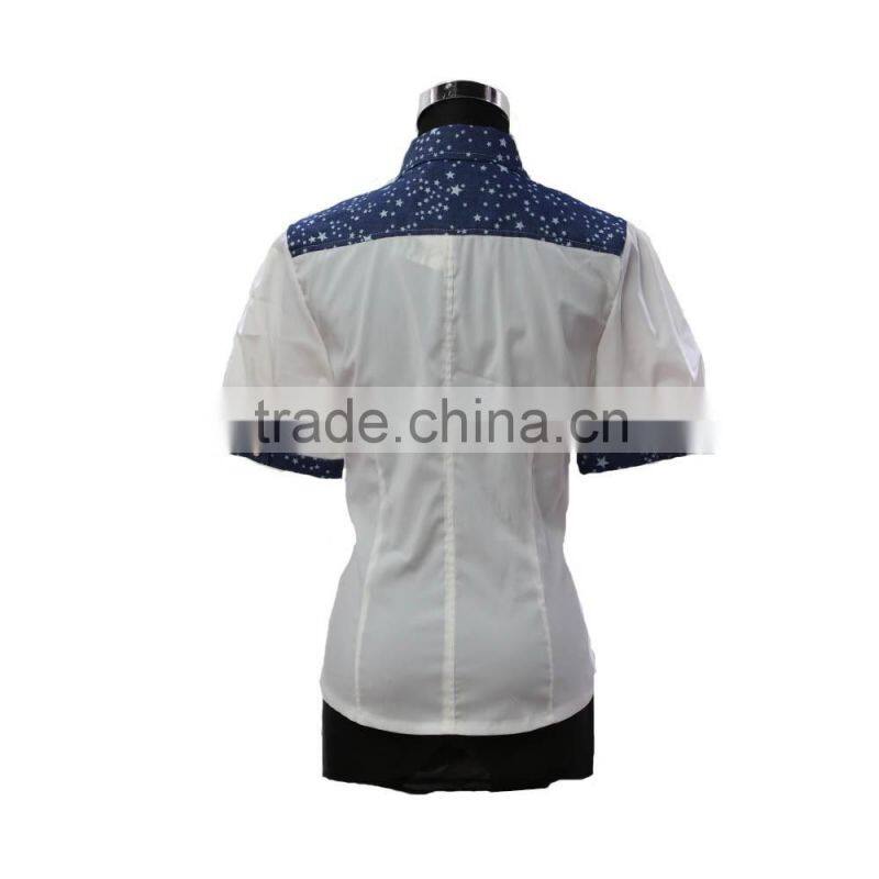 latest fashion short sleeve dress shirt white shirts for women