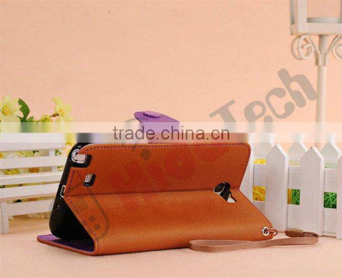 Wallet Leather Cover Case for Samsung Galaxy Note2 N7100, With Rope and Button Design,Stitch Leather Case