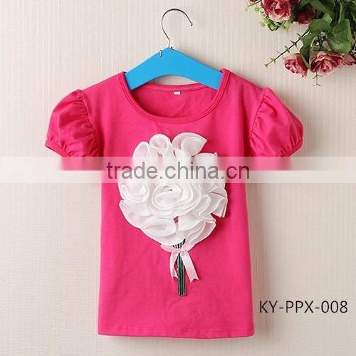 infant organic 100% Cotton Material and Knitted Type pink Baby Bear Girl's Clothing T-shirts