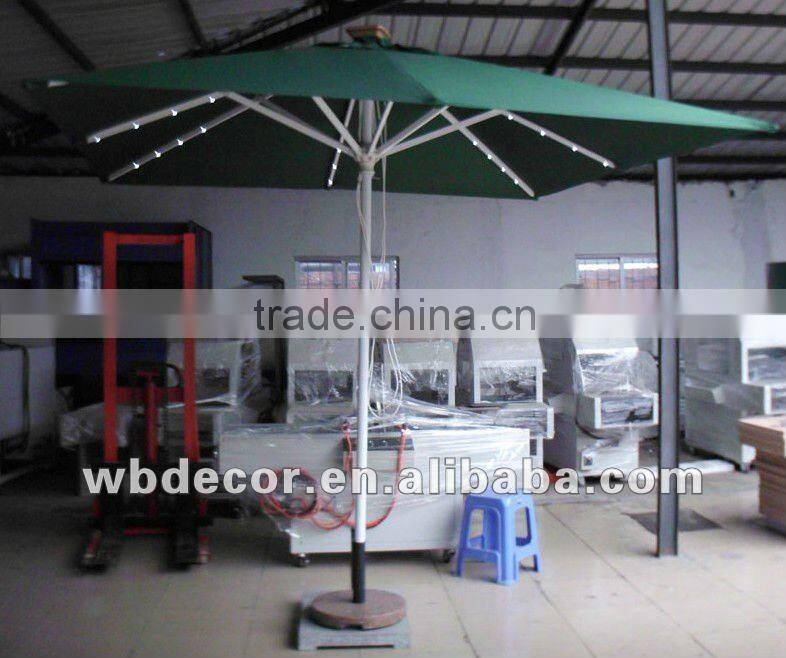 Leisure outdoor solar patio umbrella with 24 led lights handle crank and USB charger