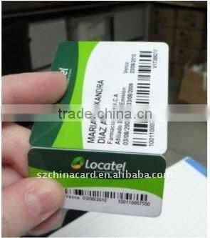 PVC credit card size with barcode