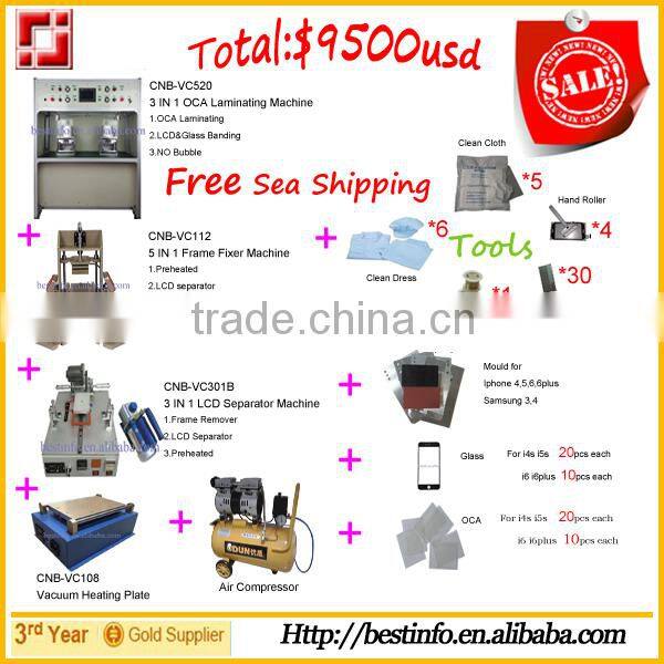 2015 Big Sale 3 in 1 OCA Laminating Machine + 5 in 1 Frame Fixer Machine + 3 in 1 LCD Separator machine + Vacuum Heating Plate