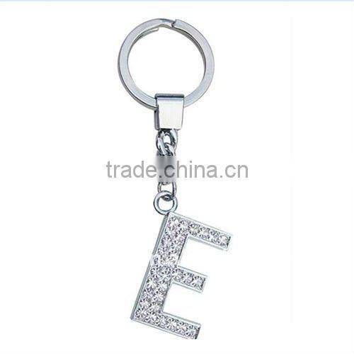 Custom crystal metal alphabet keychain, letter keychain